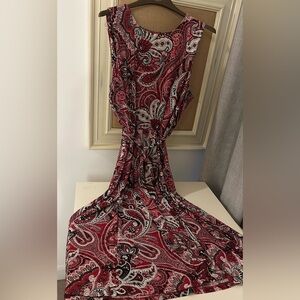 Kasper Red and Black Cowl Neck Long Sleeve Sundress